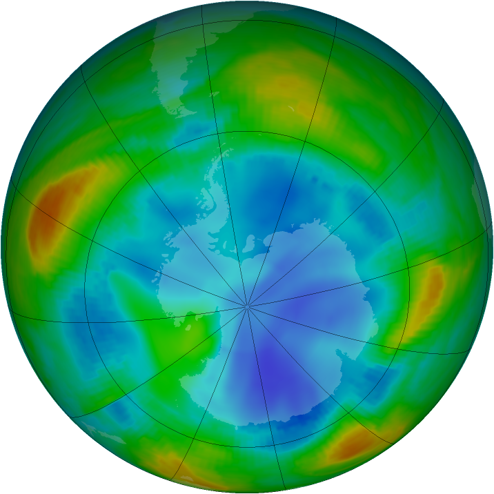 Antarctic ozone map for 29 July 1998